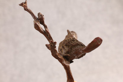 10cm H Lucky bird on club Collection chinese bronze home decor decoration