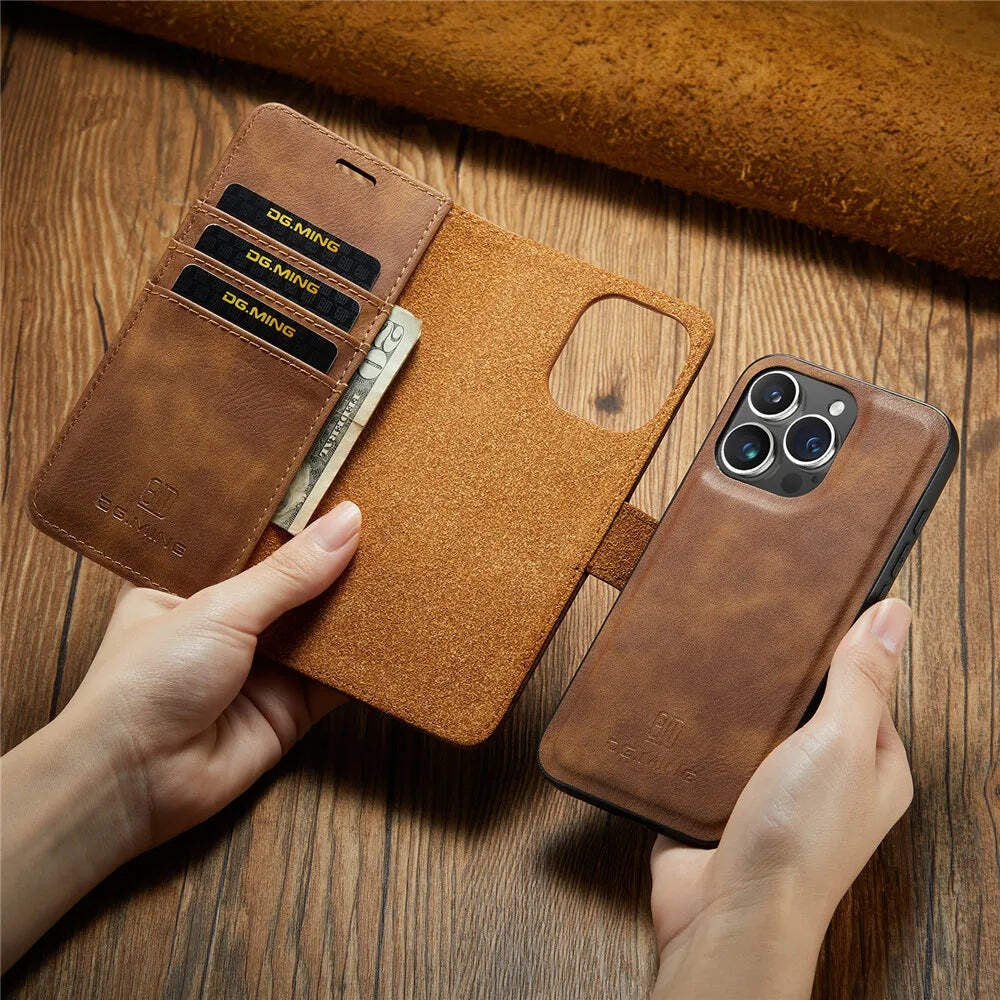 Detachable Magnetic Leather Phone Case – Wallet Kickstand Cover