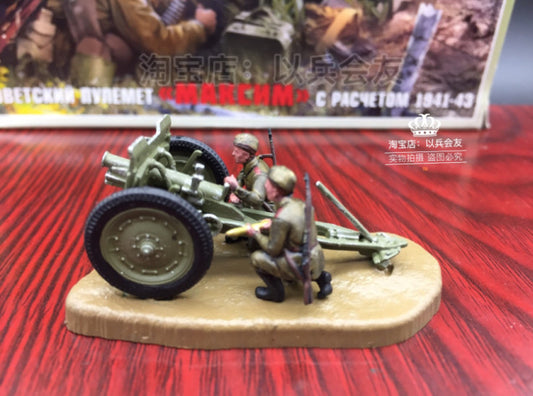 1/72 World War II Soviet 76mm Artillery+2Pcs Artillery Soldier Model