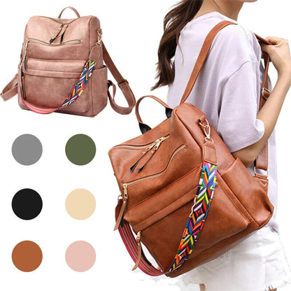 Women Backpack Purse Ladies Travel College Shoulder Bags with Colorful Strap
