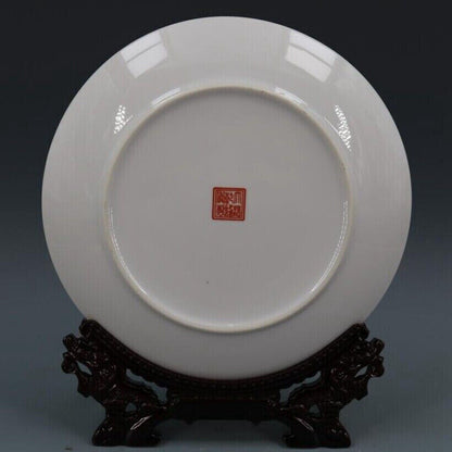 Exquisite Old Chinese porcelain color Hand Painted Peach bird plate