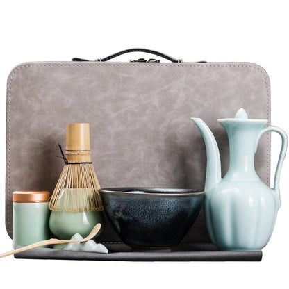Travel Tea Set With Tea Box Porcelain Tea Pot Canister Jianzhan Cup Tea Mat New