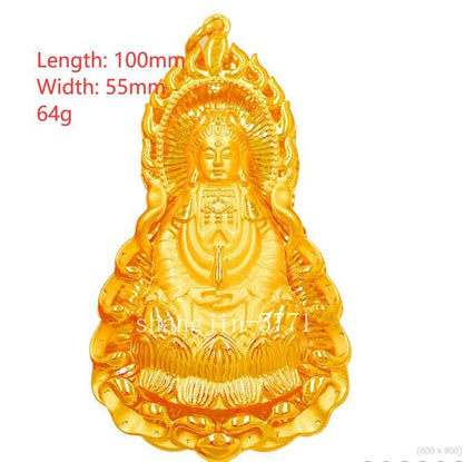 High End Extra Large Bodhisattva 24K Gilding YELLOW GOLD GP Pendant