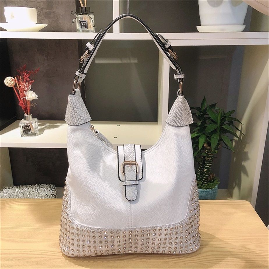 Rhinestone Shoulder Handbags Large Bag Design Diamond Studded Shoulder Purse 1PC