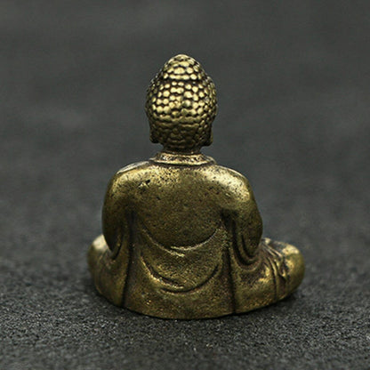 Home Decor Chinese Buddhism Pure Brass Shakyamuni Buddha Small Statue Miniature