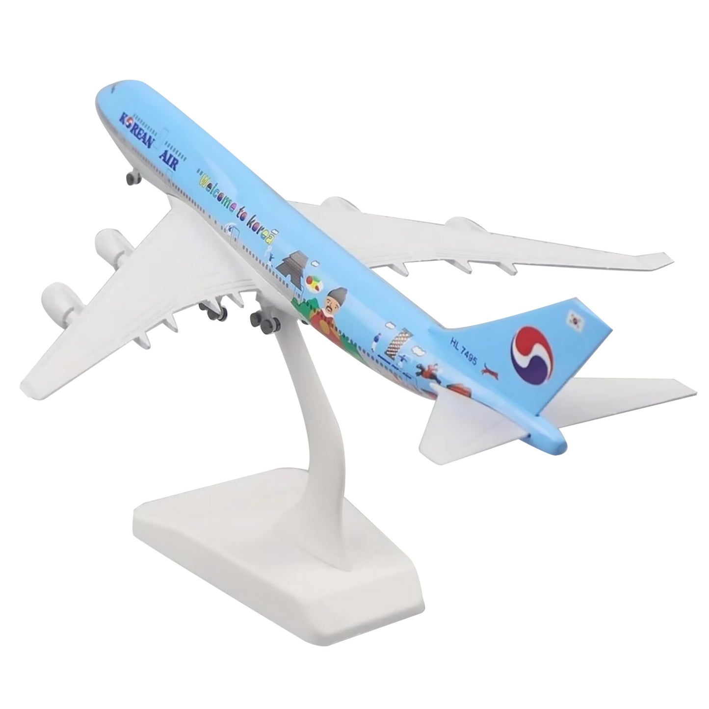 1/350 20cm Diecast Alloy Korean Air Aircraft B747 Airplane Model Plane Ornaments