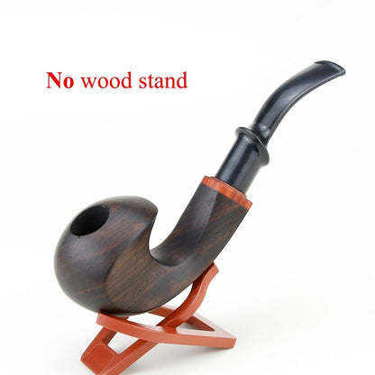 Natural Filter Ebony Wooden Smoking Pipe Handmade Bent Wood Tobacco Pipes 9mm