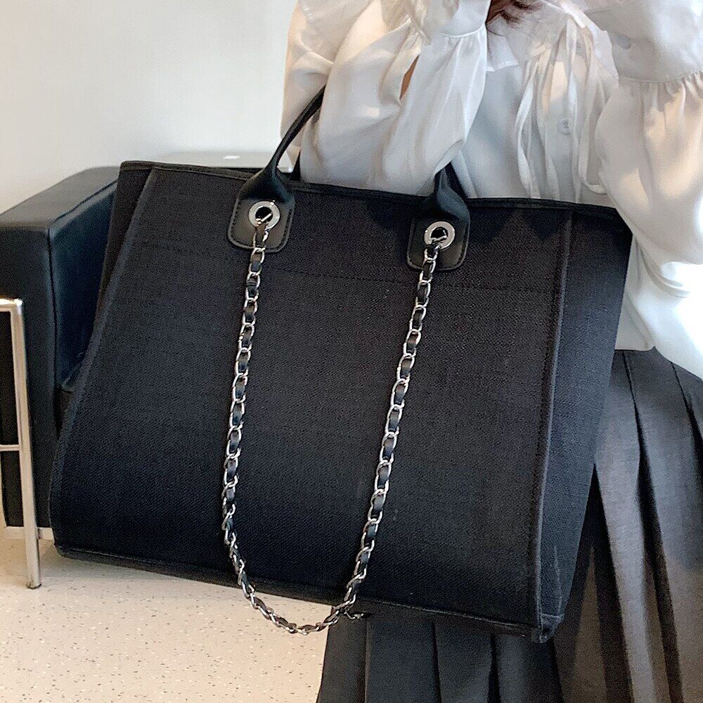 Canvas Shoulder Bag Women Tote Female Bags Chain Pink Handbags Handbag