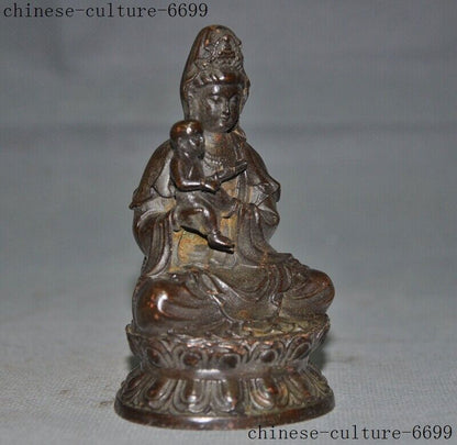 Old Chinese Buddhism bronze Kwan-Yin Guanyin Bodhisattva goddess Buddha statue