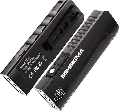 2 Pack 1500 Lumen EDC Flat Flashlight, USB-C Rechargeable Pocket Light, 6 Mode P