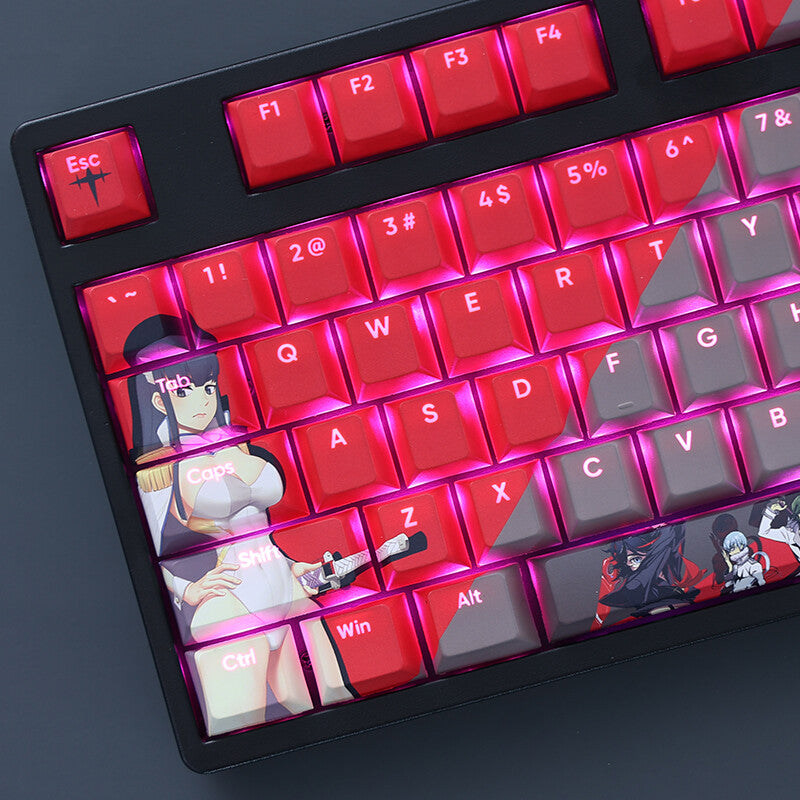 Anime KILL La KILL Cherry Transparent PBT Keycap Set MX for Mechanical Keyboard