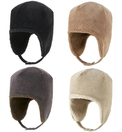 Women Beanies Winter Thick Warm Fleece Hats Corduroy Outdoor Ski Ear Cap 55-62cm