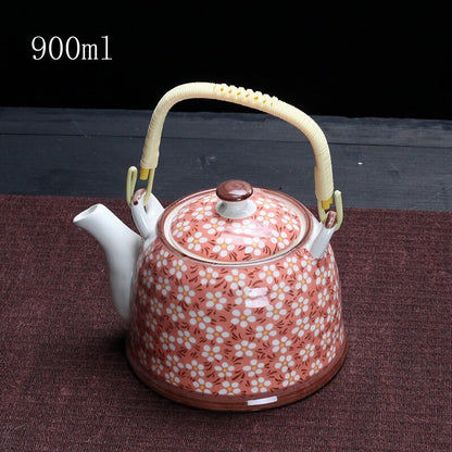 900ml China Porcelain Teapot With Strainer Net High Capacity Tea Pot For Hotel