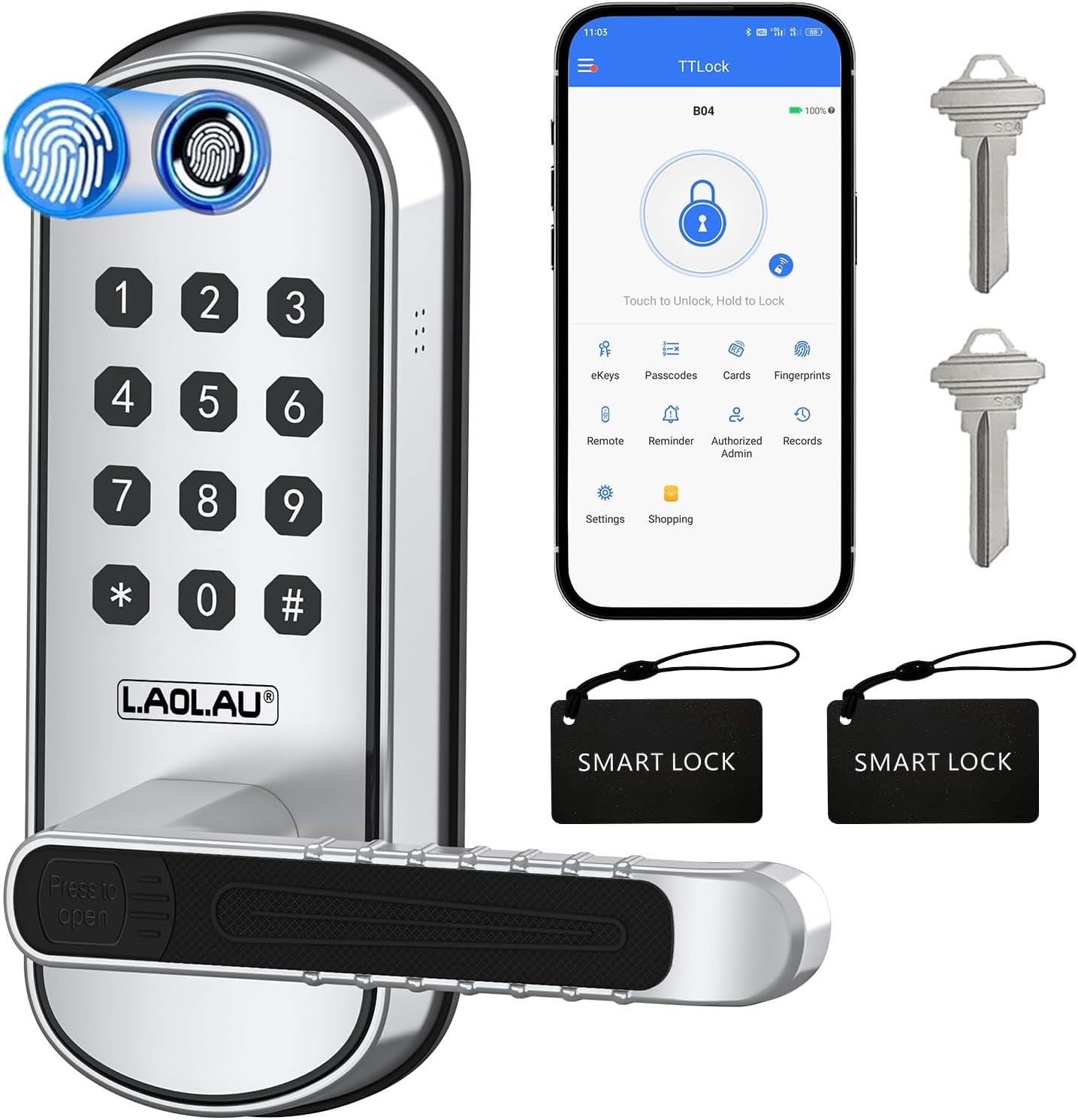 B04 Fingerprint Electronic Door Lock with Keypad and Handle – Keyless Entry Smar