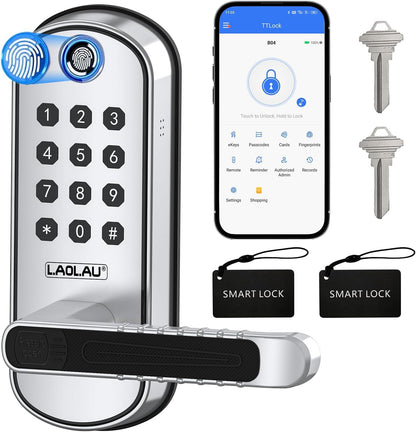 B04 Fingerprint Electronic Door Lock with Keypad and Handle – Keyless Entry Smar
