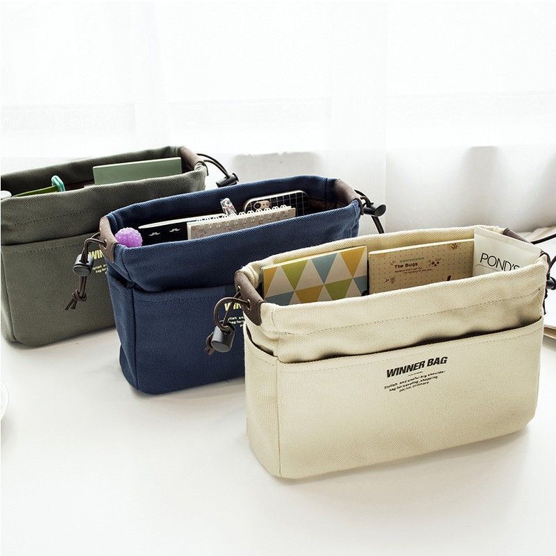 Canvas Organizer Inner Bag Makeup Handbag Lightweight Traveling Storage Purse