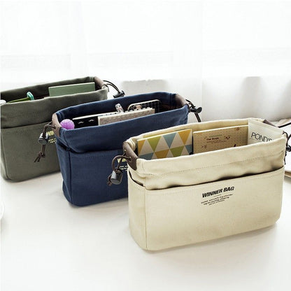 Canvas Organizer Inner Bag Makeup Handbag Lightweight Traveling Storage Purse
