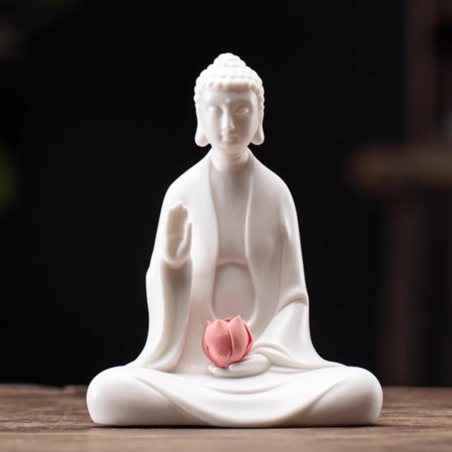 Tathagata White Porcelain Tea Pet 12.3cm Tea Ceremony Buddha Statue Decoration