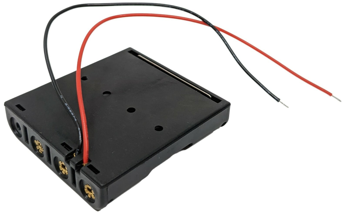 AAA 4 Battery Holder with Wire Leads, Holds Four AAA Batteries