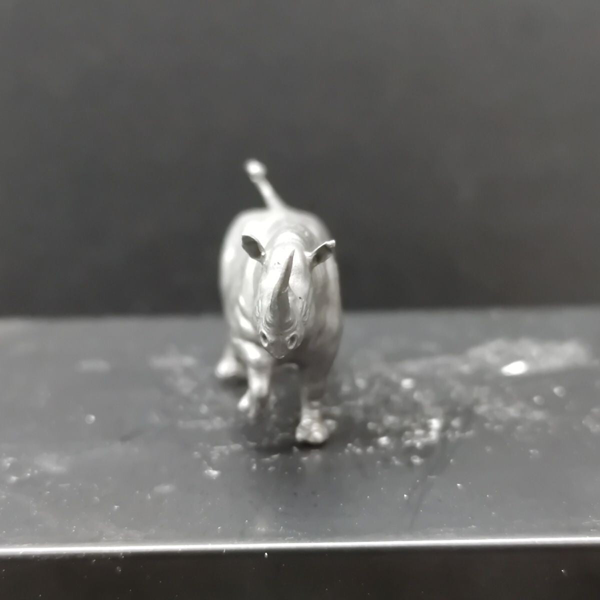 Solid Black Brass Rhinoceros Statue Animal Artwork Collection Decor