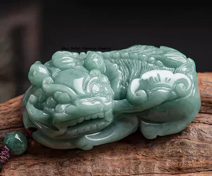 Real Grade A Natural Green Jade Jadeite Men Women Gift Pixiu Bead Lucky Pendant