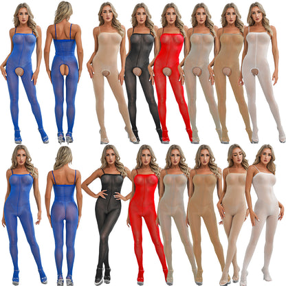 Womens Sexy Sheer Mesh Bodysuit Sleeveless Backless Jumpsuit Lingerie Nightwear