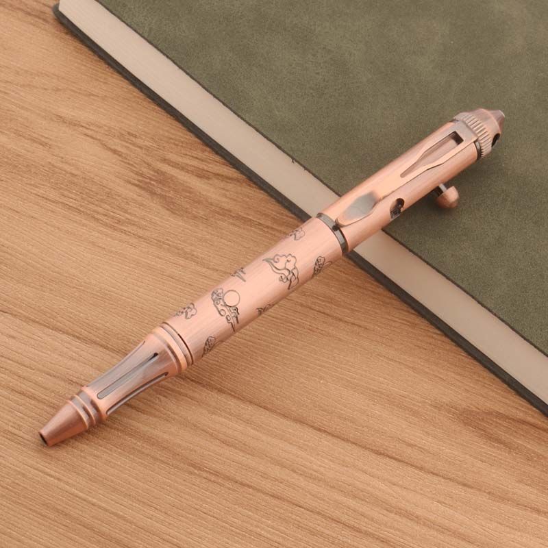 Antique Brass Pen Tungsten Steel Rose Gold Auspicious Cloud Ballpoint Pen -