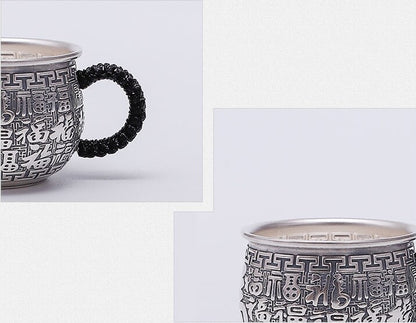 999 Sterling Silver Tea Cup With Handle Certificate Paper Health Care Handmade
