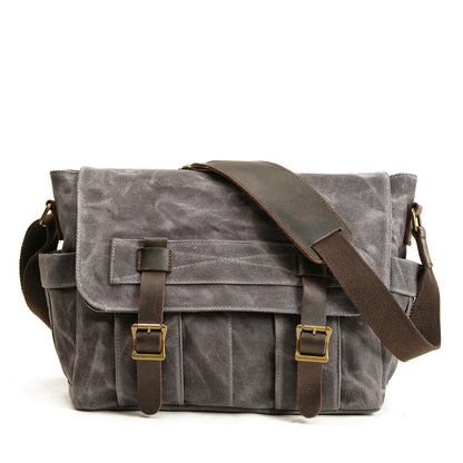 Canvas Shoulder Bag Cowhide Large Capacity Messenger Bag Motorcycle Side Bag