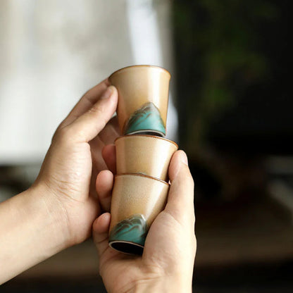 Green Mountain Ceramic Teacup Chinese Kung Fu Cup of Tea