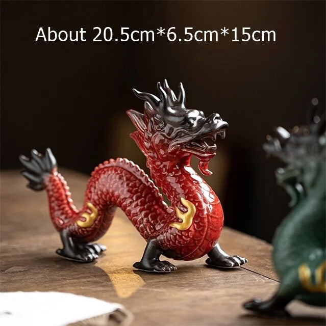 Handmade Decoration Techniques Traditional Chinese Ceramic Dragon Statues