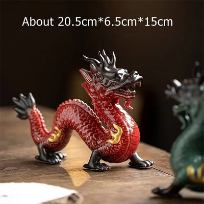 Handmade Decoration Techniques Traditional Chinese Ceramic Dragon Statues