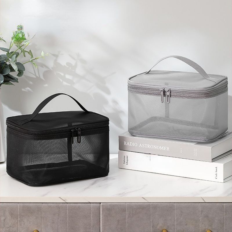 Transparent Mesh Purse Cosmetics Makeup Toiletries Traveling Organizer Bag 1 PC