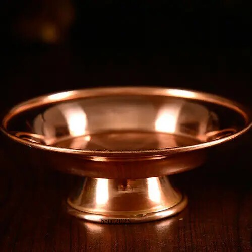 1PC Tibetan Buddhist Offering Water Bowl Divine Focus Ritual Vessel Red Copper