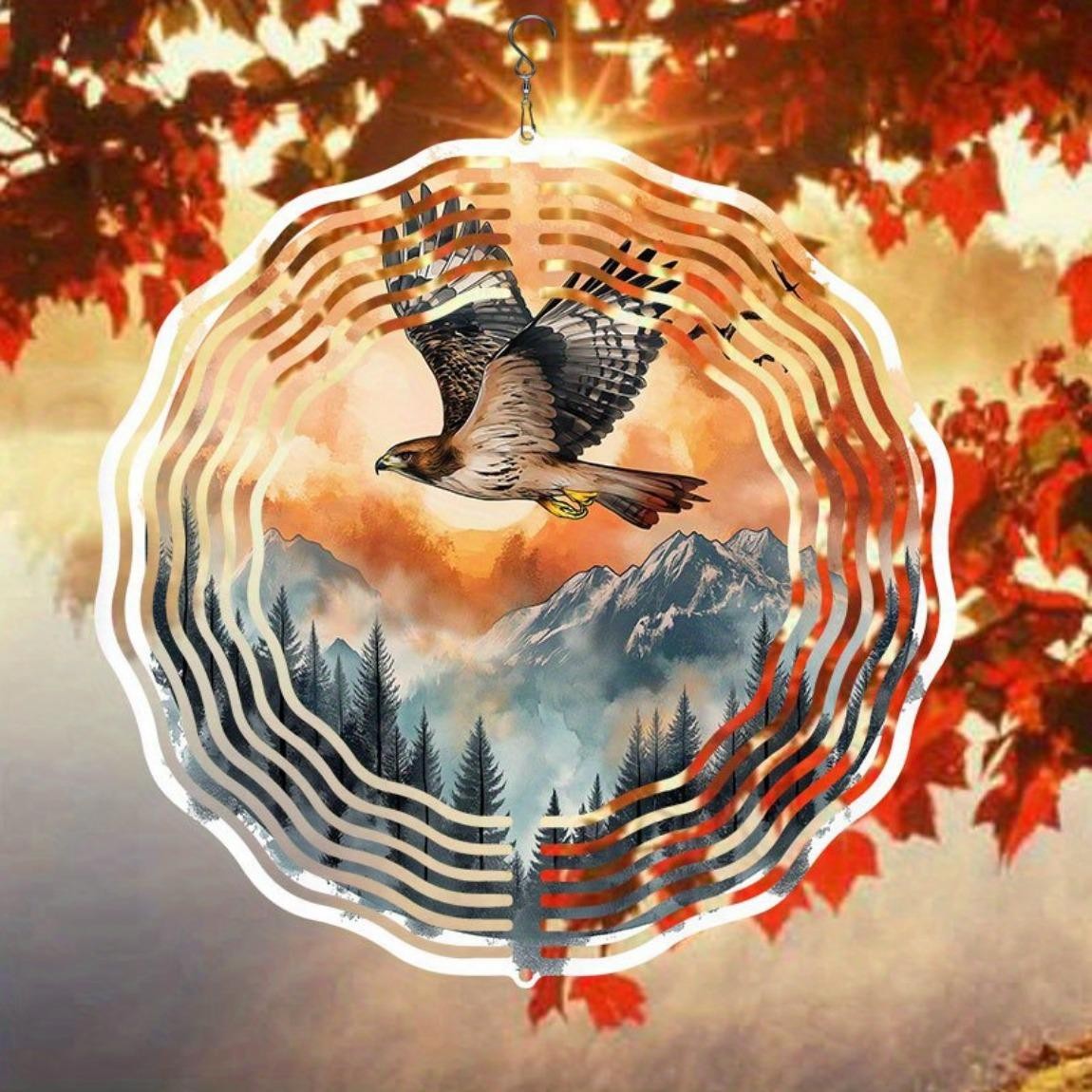 CIFbuy 3D Eagle Wind Chime Kinetic Metal Art Outdoor Garden Decor