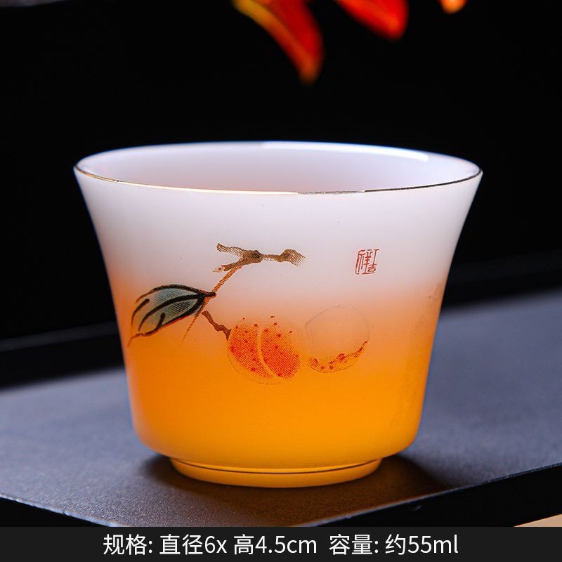 55ml Luxury Ice Jade Porcelain Lychee Tea Cup Thin Body Kung Fu Master Cup
