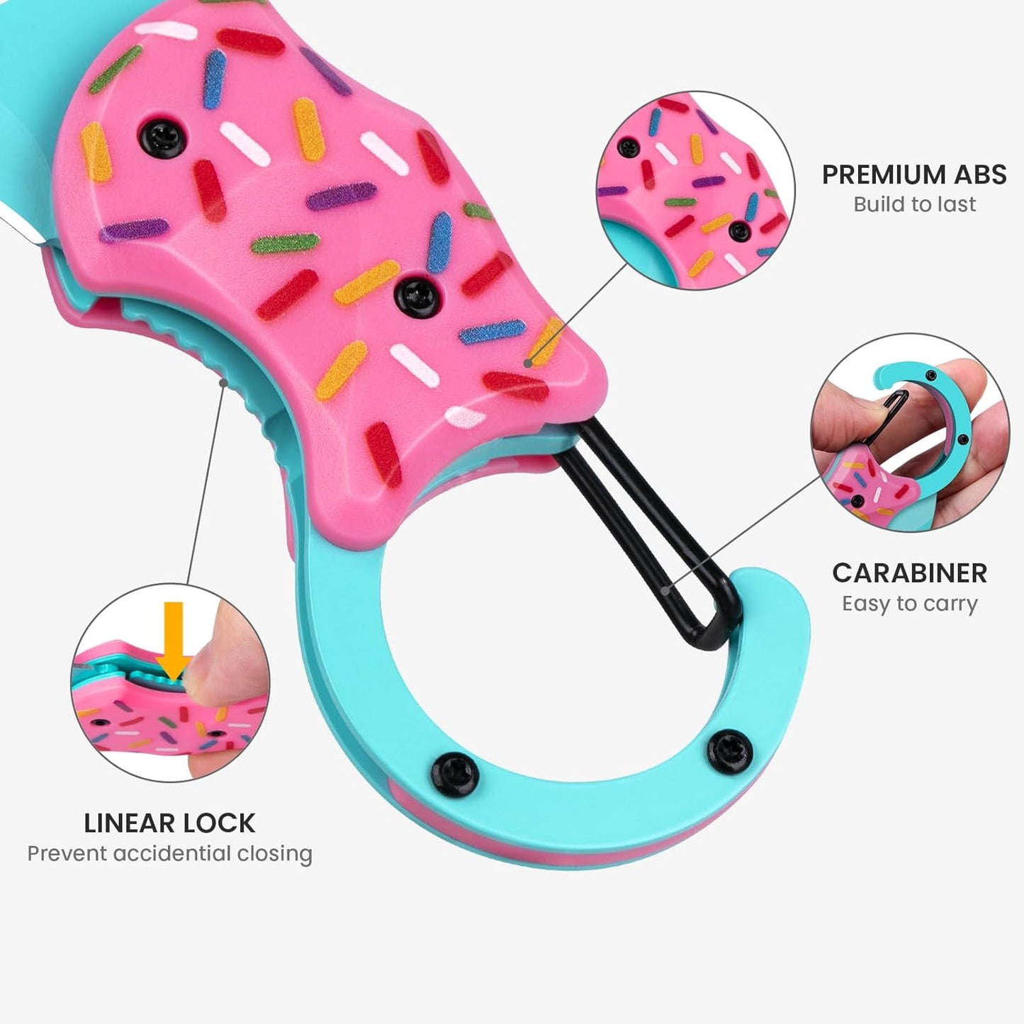 Small Pocket Knife for Women, Cute Donut Folding Box Cutter with 1.34 Inch Sharp