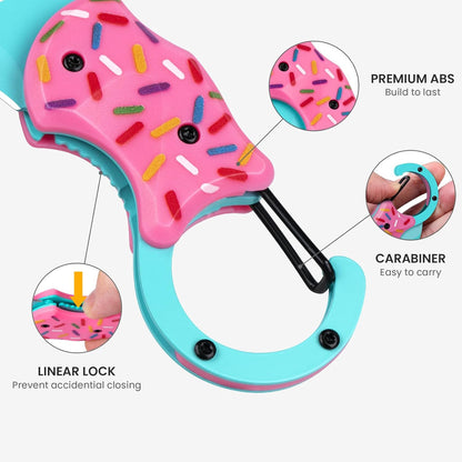 Small Pocket Knife for Women, Cute Donut Folding Box Cutter with 1.34 Inch Sharp