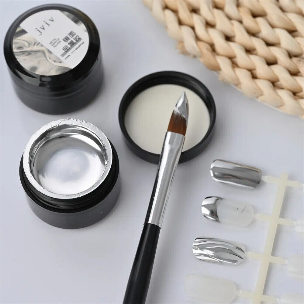 Gel Nail Polish 8ml Metallic Painted Silver Chrome 3D Metal Liquid Mirror Effect