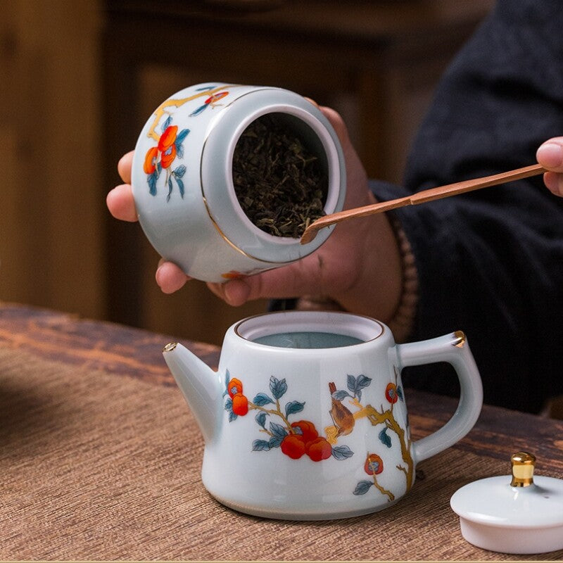 Complete Tea Set Chinese Boutique Porcelain Tea Pot Gaiwan Matching Tea Cup New