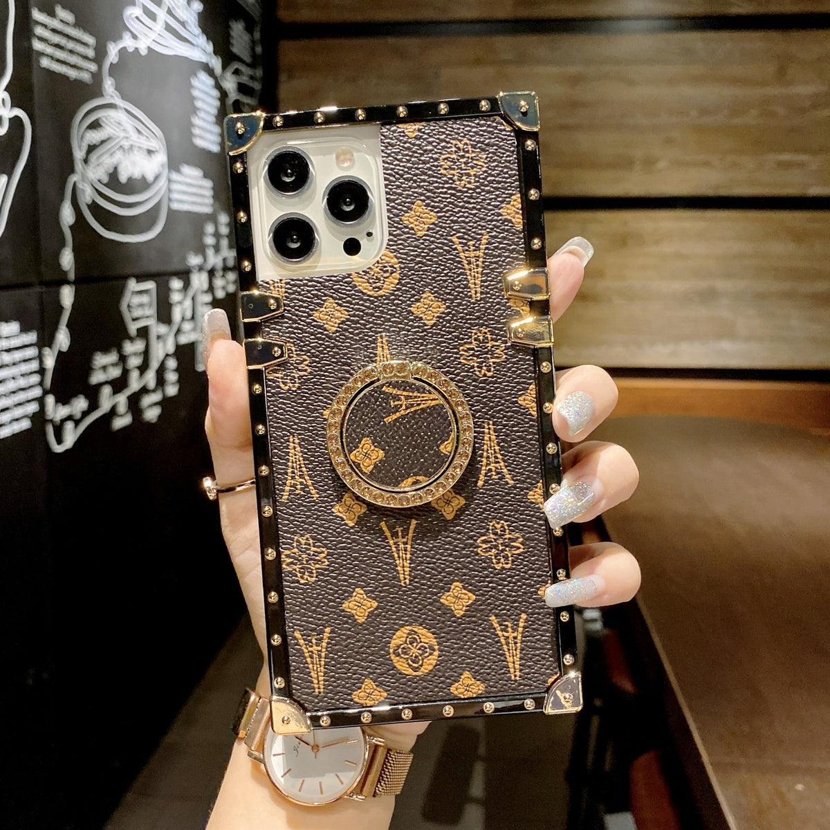 Stylish shockproof protective phone case with a stand for iPhone 17 ProMax/16/15