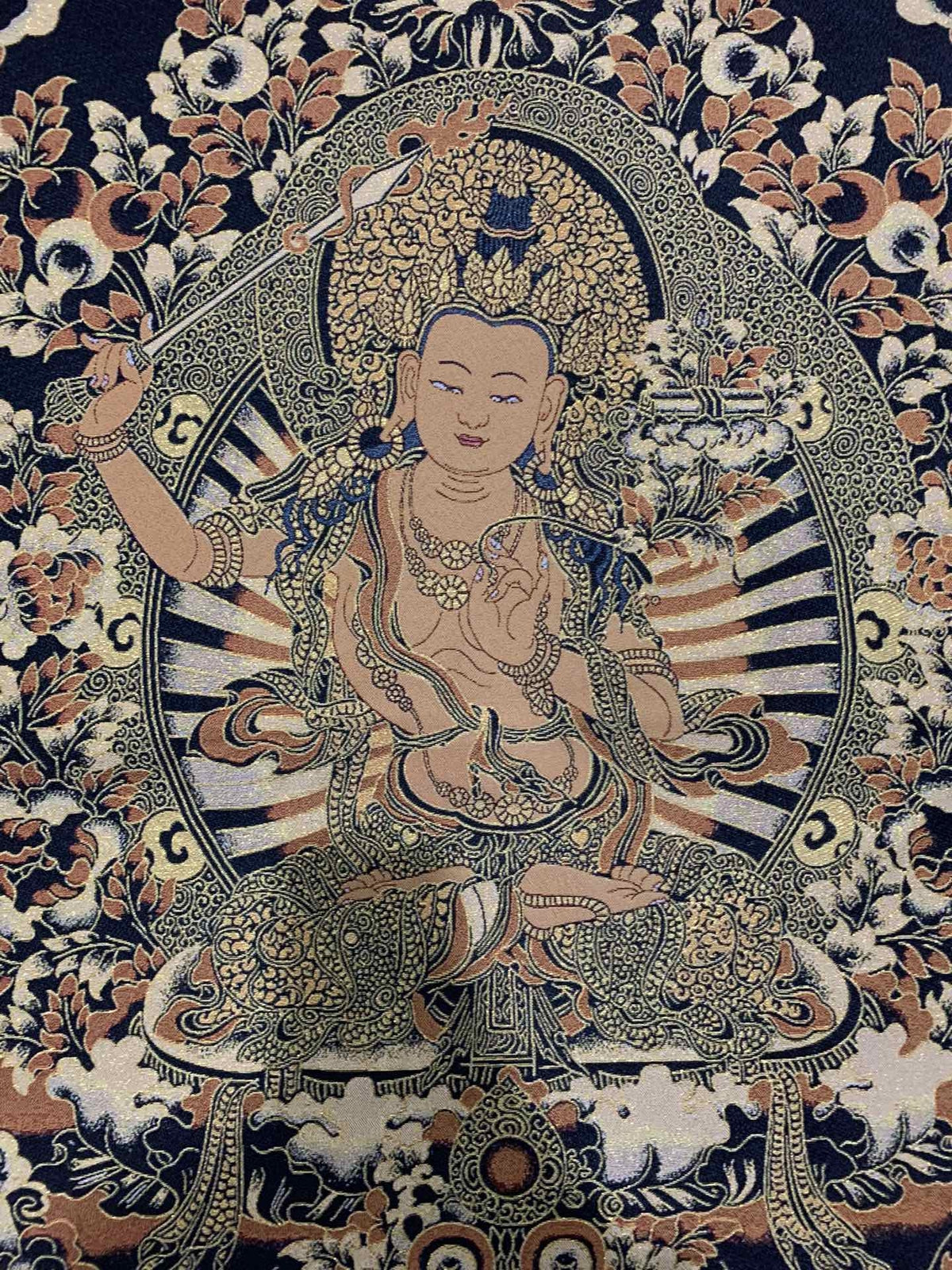 36" Tibet Tibetan Cloth Silk Buddhism Manjusri Bodhisattva Tangka Thangka Mural