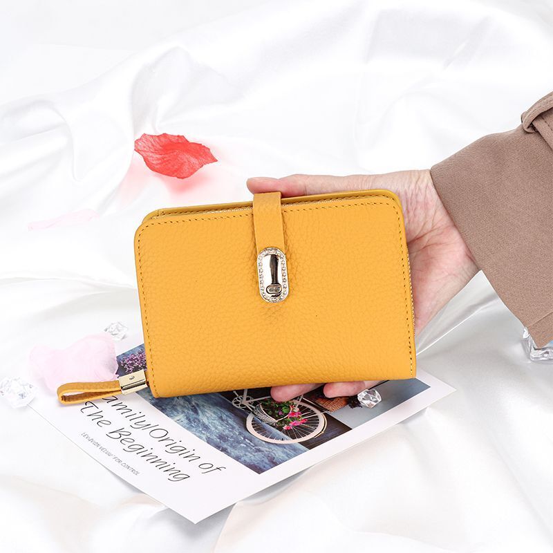 Wallet Genuine Leather Short Wallet Multi Card Slot Zipper Zero Wallet Card Bags