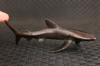 Chinese bronze hand cast shark statue figure ornament netsuke tea pet
