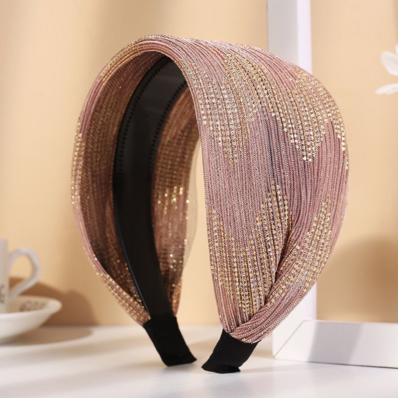 Women Headband Acrylic Lace Wide-Brimmed Non-Slip Shiny Breathable Girl Headwear