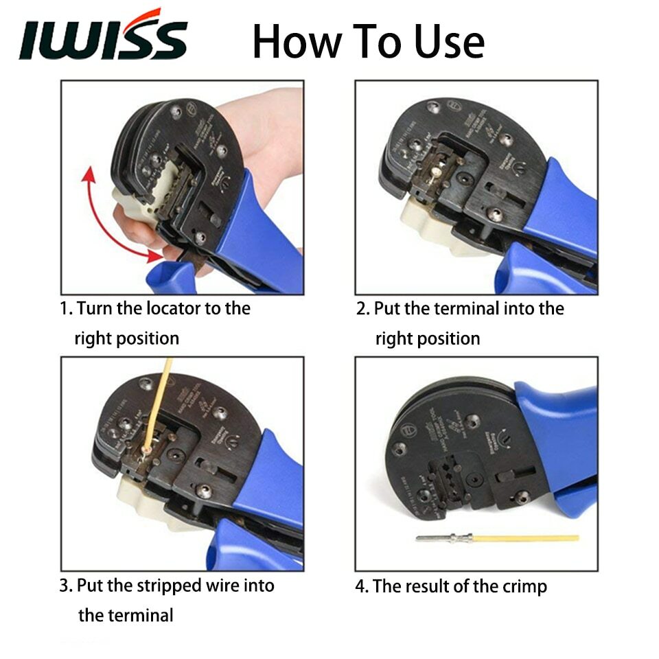 IWISS Hand Crimping Plier Tools A0540HX Crimper for 0.14mm2-4.0mm2 AWG26-12