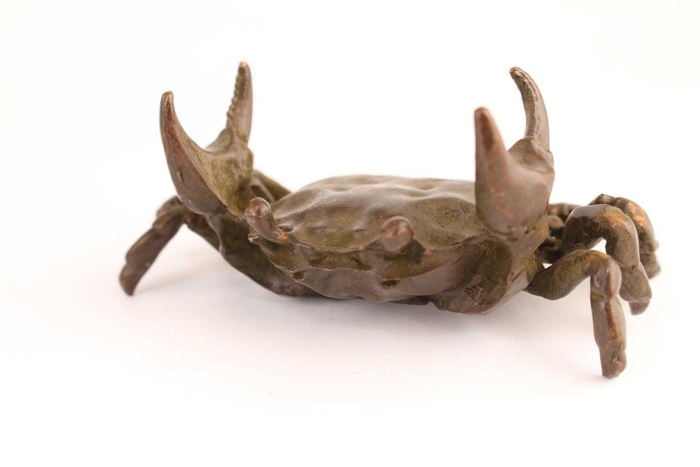 Big China Bronze Handmade Crab Statue Collectable Tea Pet Hand Piece Table Decor