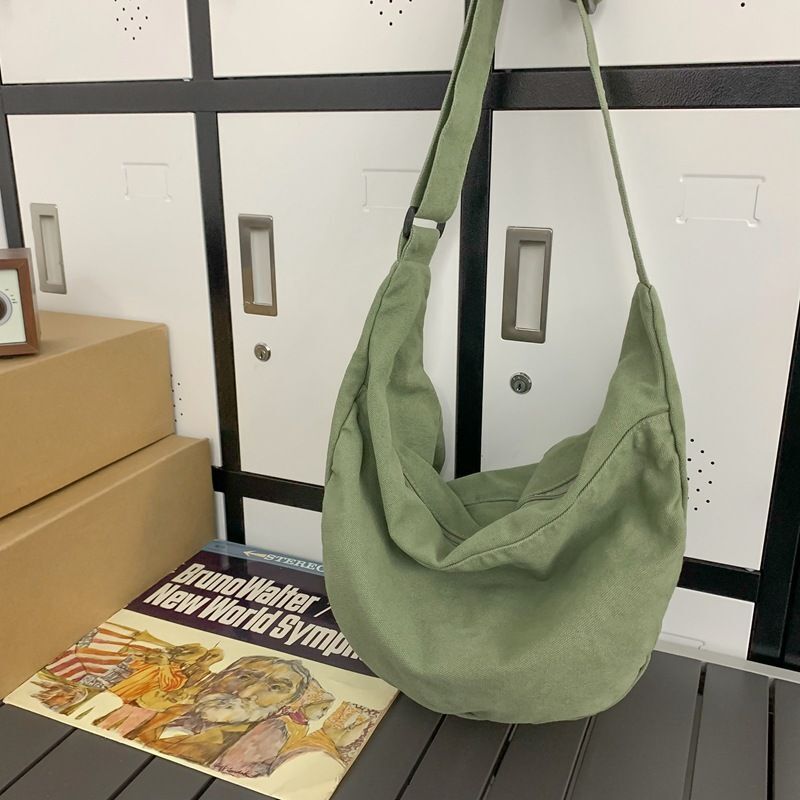 Canvas Fabric Grunge Big Soft Slouchy Hobo Bag Laptop Weekender Side Shoulder