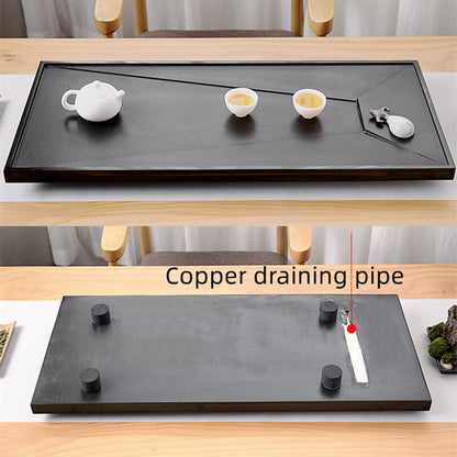 Tea Tray Water Draining Weighted Black Stone Tea Table Invisible Outlet Tea Boat