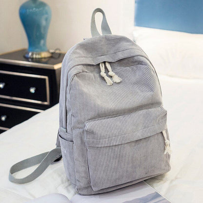 Soft Fabric Backpack Corduroy School Striped Traveling Velvet Bags 40*28*12 CM